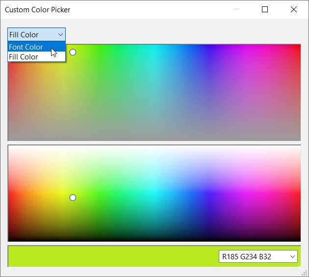 Selecionador de cores do think-cell.